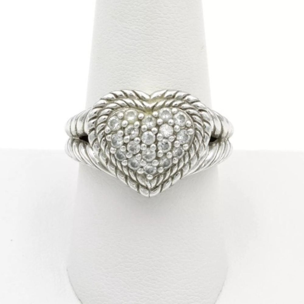 - Judith Ripka sterling silver CZ heart shaped ring
